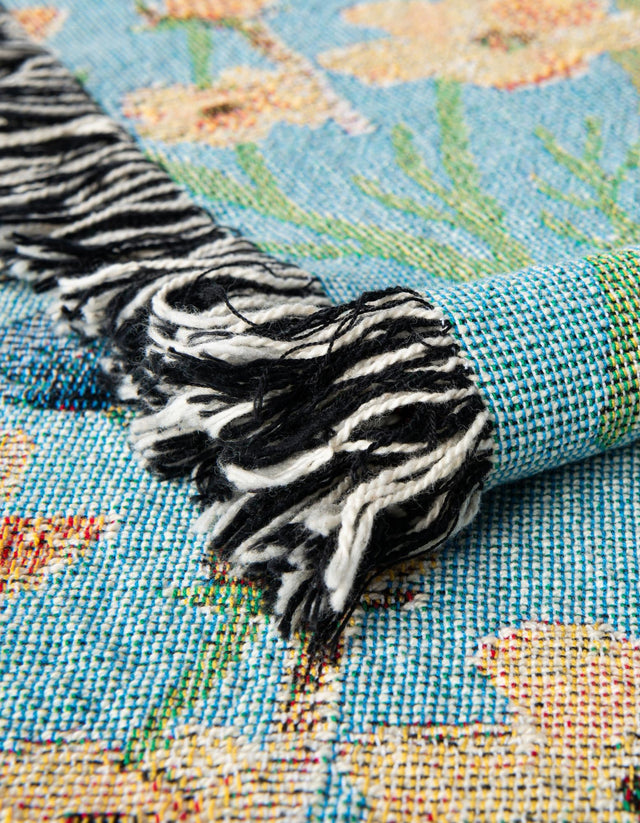 Multicolor 4' 6 x 6' Throw Blanket Rectangle Area Rug 100% Cotton Washable Cozy Soft Warm Room Decor Accent Made In USA