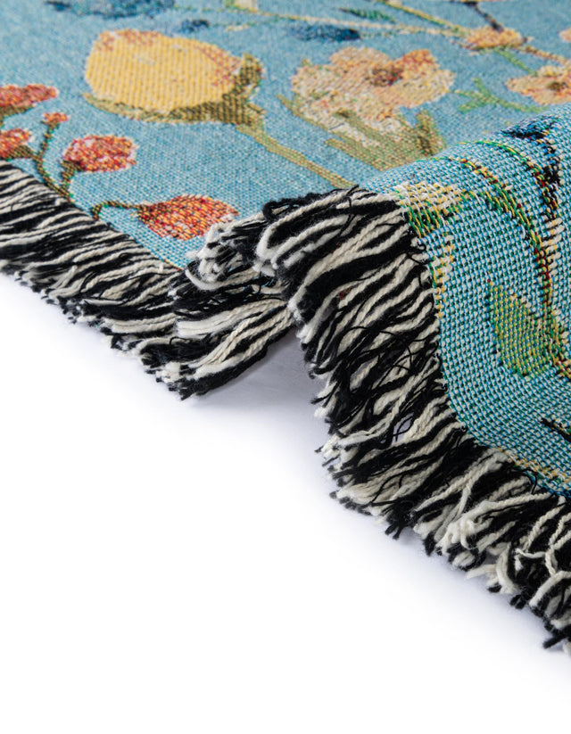 Multicolor 4' 6 x 6' Throw Blanket Rectangle Area Rug 100% Cotton Washable Cozy Soft Warm Room Decor Accent Made In USA