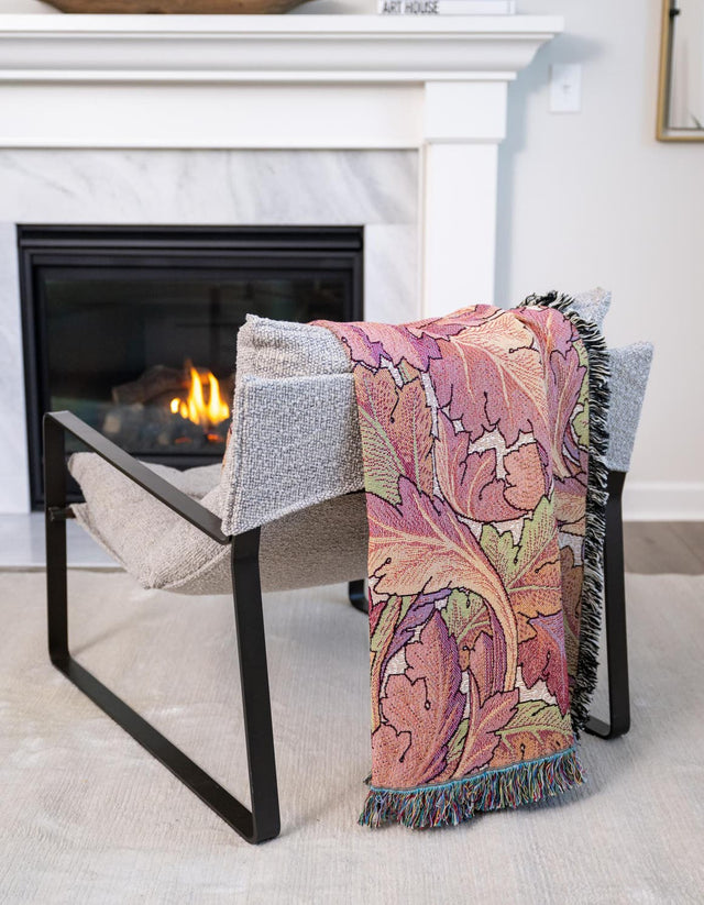 Pink 4' 6 x 6' Throw Blanket Rectangle Area Rug 100% Cotton Washable Cozy Soft Warm Room Decor Accent Made In USA