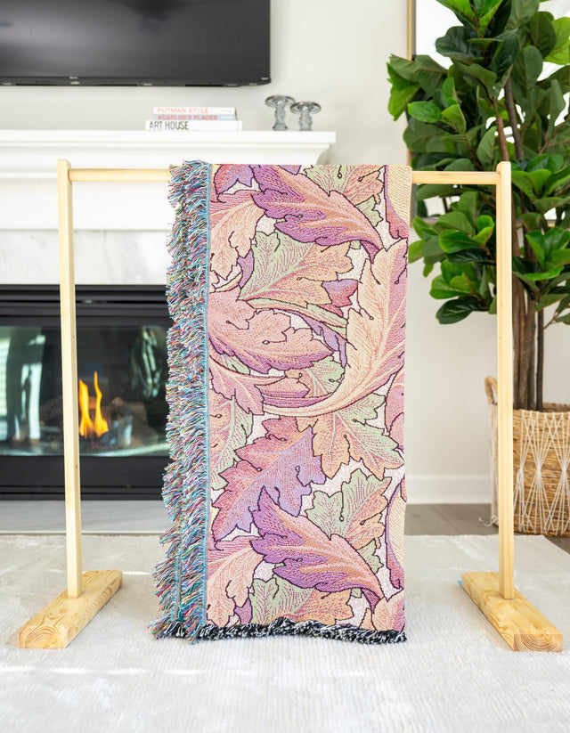 Pink 4' 6 x 6' Throw Blanket Rectangle Area Rug 100% Cotton Washable Cozy Soft Warm Room Decor Accent Made In USA