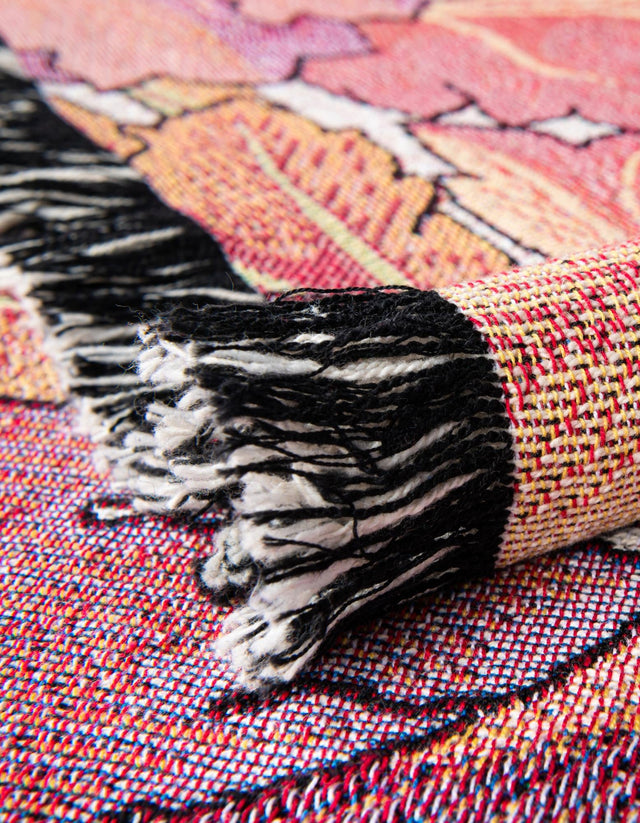 Pink 4' 6 x 6' Throw Blanket Rectangle Area Rug 100% Cotton Washable Cozy Soft Warm Room Decor Accent Made In USA