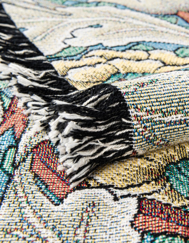 Multicolor 4' 6 x 6' Throw Blanket Rectangle Area Rug 100% Cotton Washable Cozy Soft Warm Room Decor Accent Made In USA