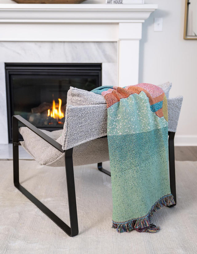 Multicolor 4' 6 x 6' Throw Blanket Rectangle Area Rug 100% Cotton Washable Cozy Soft Warm Room Decor Accent Made In USA