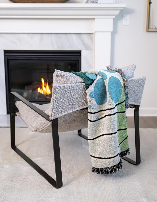 Green 4' 6 x 6' Throw Blanket Rectangle Area Rug 100% Cotton Washable Cozy Soft Warm Room Decor Accent Made In USA