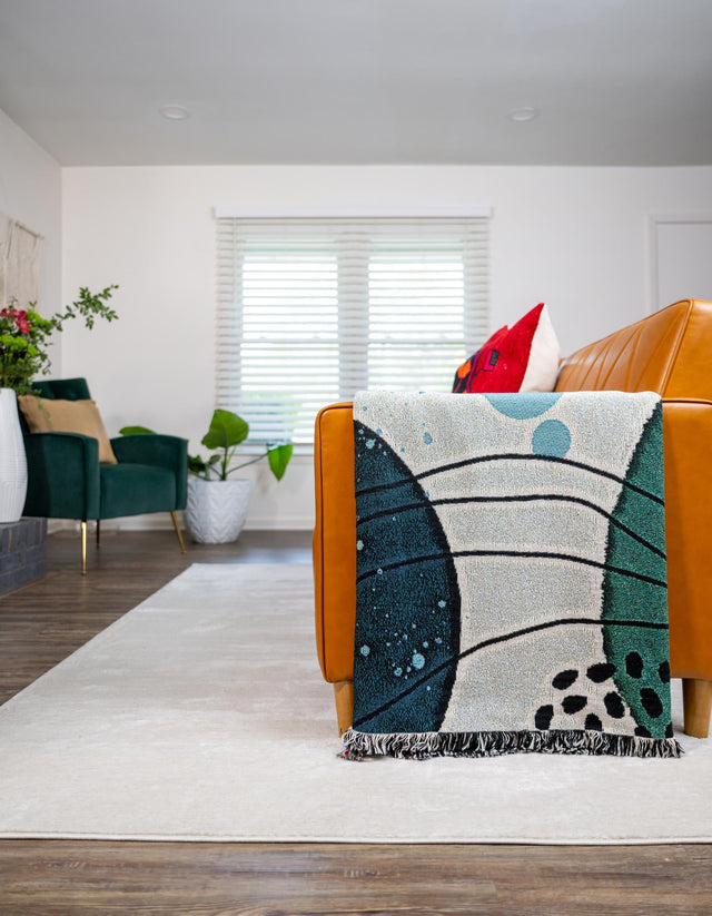 Green 4' 6 x 6' Throw Blanket Rectangle Area Rug 100% Cotton Washable Cozy Soft Warm Room Decor Accent Made In USA