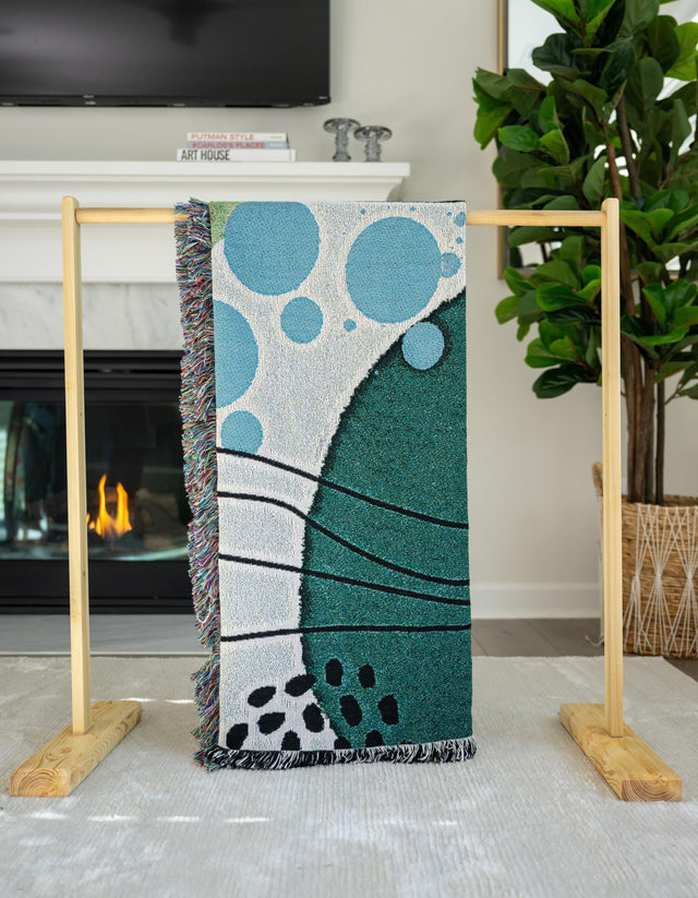 Green 4' 6 x 6' Throw Blanket Rectangle Area Rug 100% Cotton Washable Cozy Soft Warm Room Decor Accent Made In USA