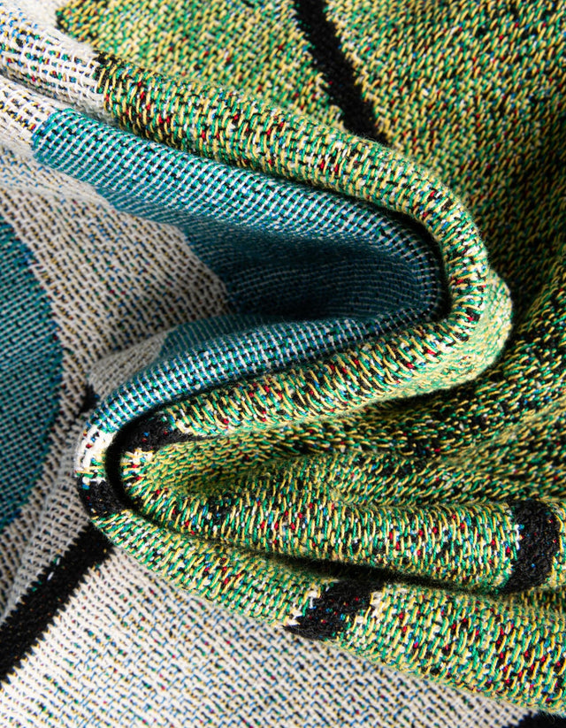 Green 4' 6 x 6' Throw Blanket Rectangle Area Rug 100% Cotton Washable Cozy Soft Warm Room Decor Accent Made In USA