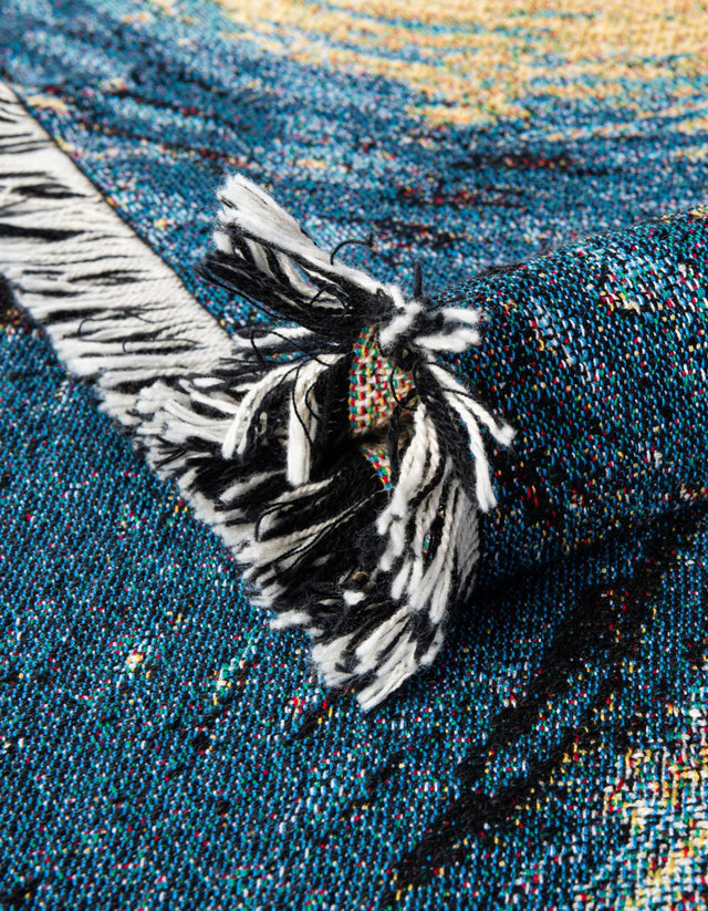 Multicolor 4' 6 x 6' Throw Blanket Rectangle Area Rug 100% Cotton Washable Cozy Soft Warm Room Decor Accent Made In USA