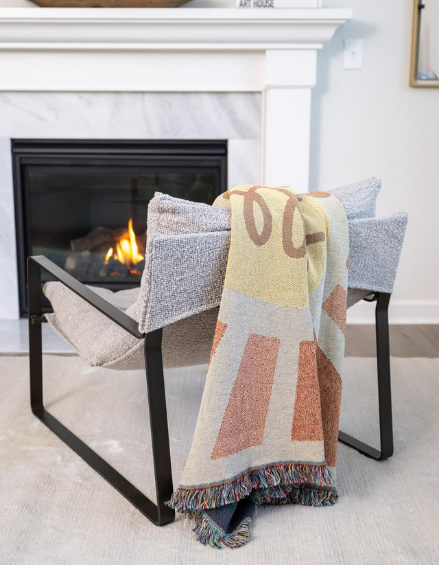 Multicolor 4' 6 x 6' Throw Blanket Rectangle Area Rug 100% Cotton Washable Cozy Soft Warm Room Decor Accent Made In USA