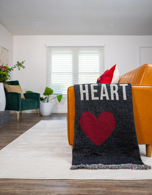 Black and White 4' 6 x 6' Throw Blanket Rectangle Area Rug 100% Cotton Washable Cozy Soft Warm Room Decor Accent Made In USA