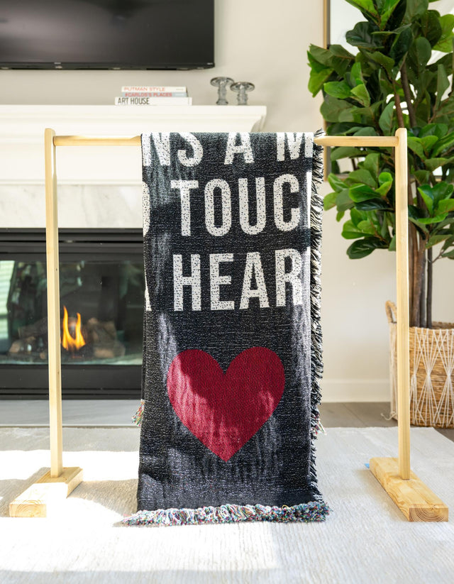 Black and White 4' 6 x 6' Throw Blanket Rectangle Area Rug 100% Cotton Washable Cozy Soft Warm Room Decor Accent Made In USA