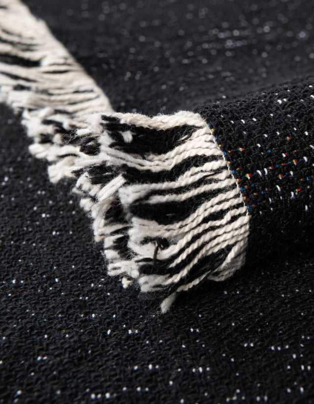 Black and White 4' 6 x 6' Throw Blanket Rectangle Area Rug 100% Cotton Washable Cozy Soft Warm Room Decor Accent Made In USA