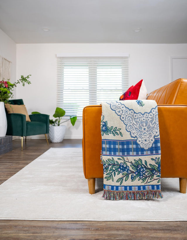 Multicolor 4' 6 x 6' Throw Blanket Rectangle Area Rug 100% Cotton Washable Cozy Soft Warm Room Decor Accent Made In USA