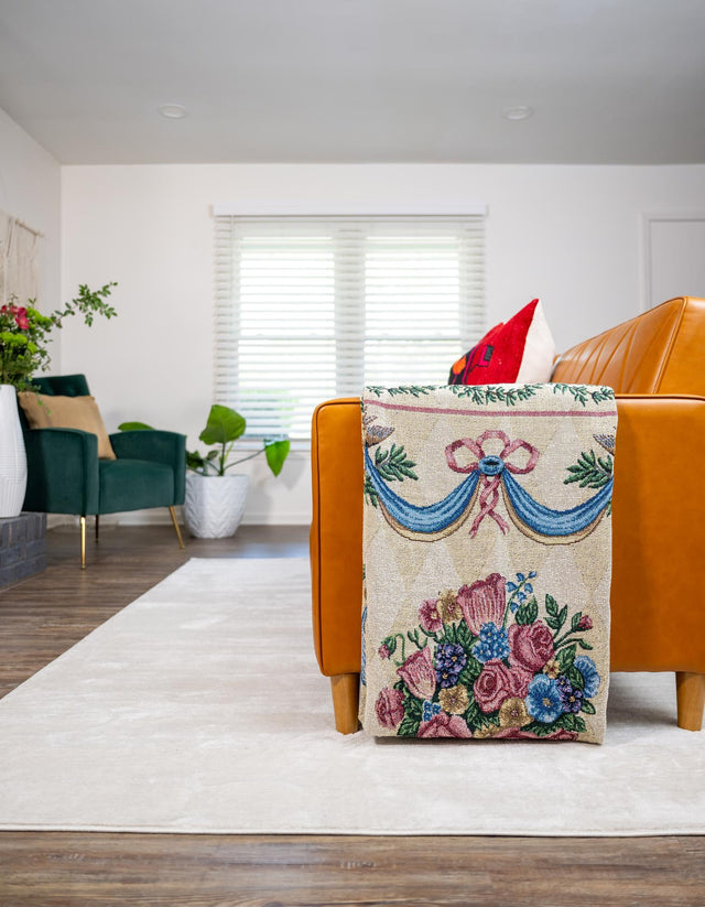 Multicolor 4' 6 x 6' Throw Blanket Rectangle Area Rug 100% Cotton Washable Cozy Soft Warm Room Decor Accent Made In USA