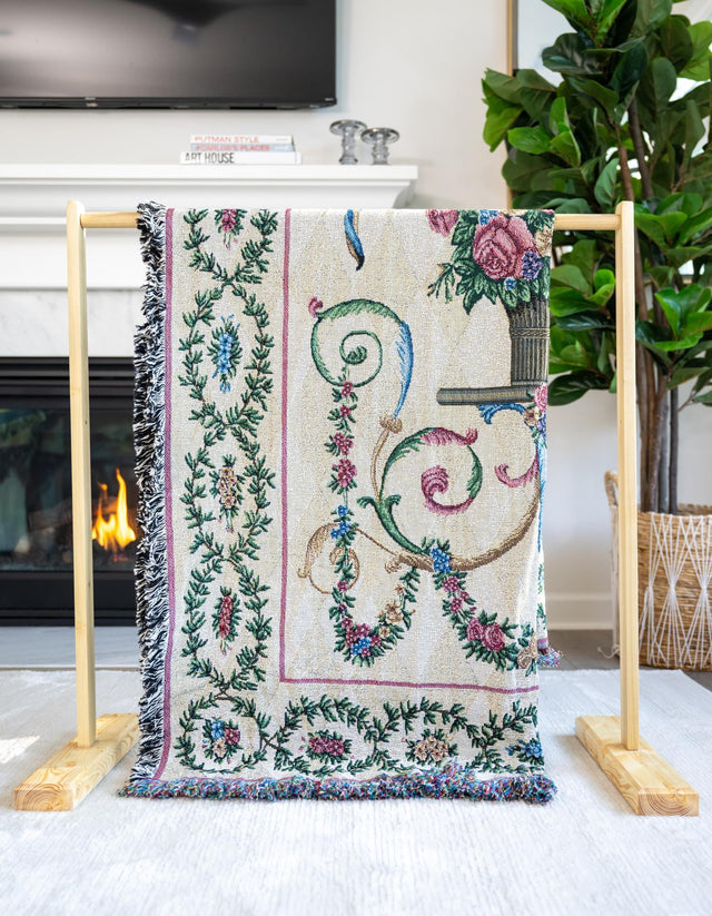 Multicolor 4' 6 x 6' Throw Blanket Rectangle Area Rug 100% Cotton Washable Cozy Soft Warm Room Decor Accent Made In USA