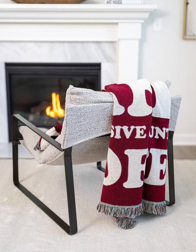 Red 4' 6 x 6' Throw Blanket Rectangle Area Rug 100% Cotton Washable Cozy Soft Warm Room Decor Accent Made In USA