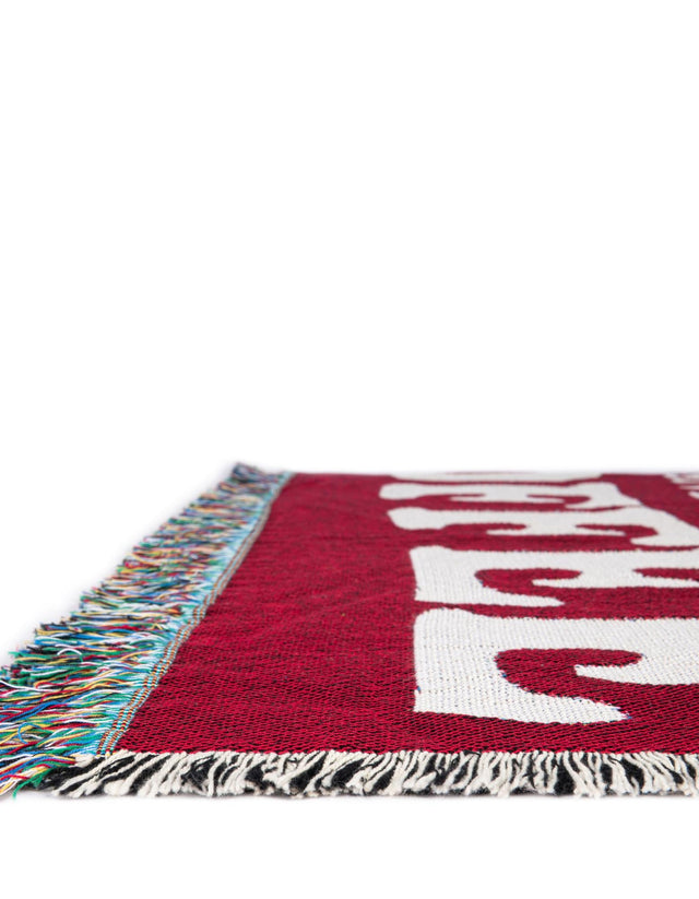 Red 4' 6 x 6' Throw Blanket Rectangle Area Rug 100% Cotton Washable Cozy Soft Warm Room Decor Accent Made In USA