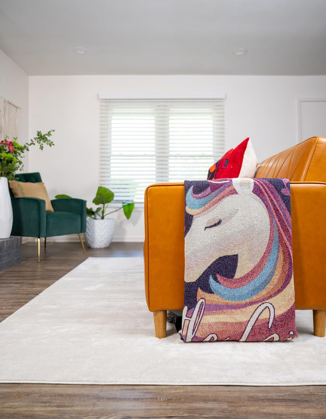 Multicolor 4' 6 x 6' Throw Blanket Rectangle Area Rug 100% Cotton Washable Cozy Soft Warm Room Decor Accent Made In USA