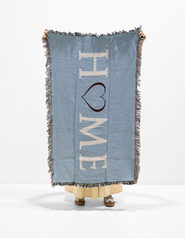 Blue 4' 6 x 6' Throw Blanket Rectangle Area Rug 100% Cotton Washable Cozy Soft Warm Room Decor Accent Made In USA