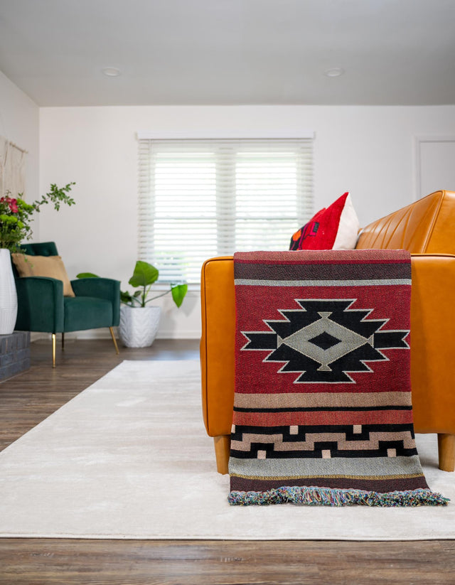 Multicolor 4' 6 x 6' Throw Blanket Rectangle Area Rug 100% Cotton Washable Cozy Soft Warm Room Decor Accent Made In USA