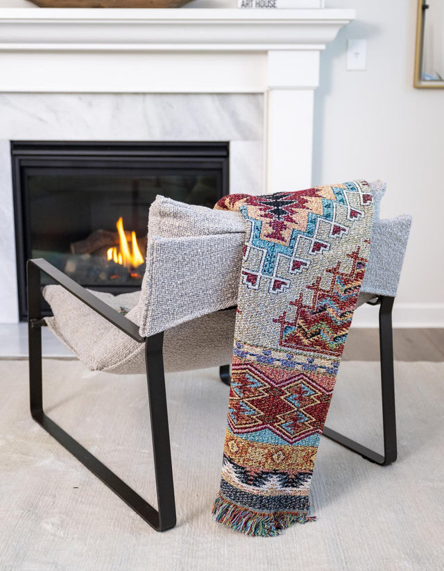 Multicolor 4' 6 x 6' Throw Blanket Rectangle Area Rug 100% Cotton Washable Cozy Soft Warm Room Decor Accent Made In USA