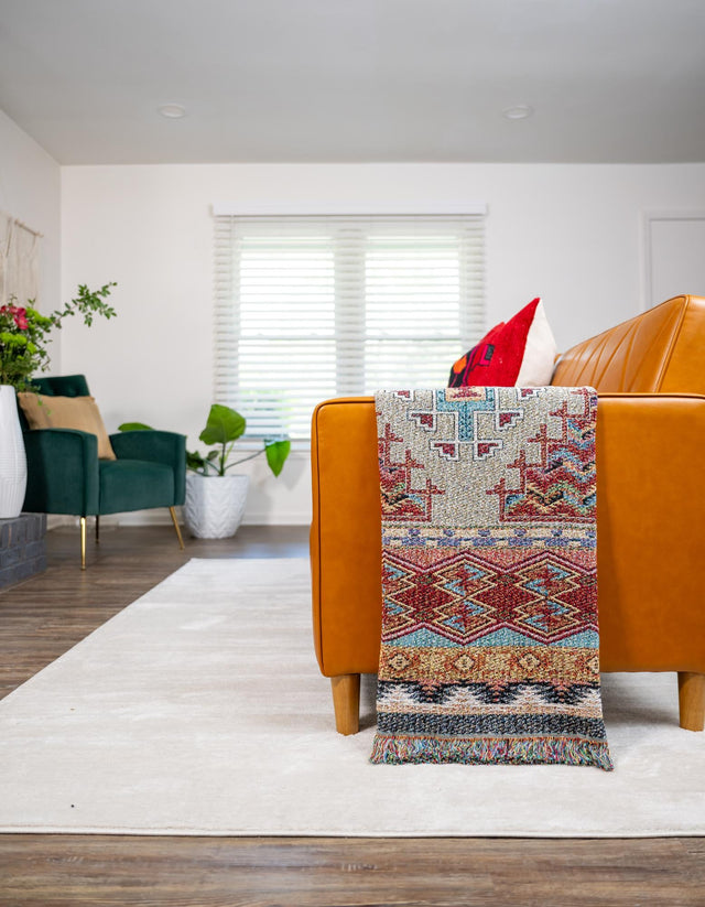 Multicolor 4' 6 x 6' Throw Blanket Rectangle Area Rug 100% Cotton Washable Cozy Soft Warm Room Decor Accent Made In USA