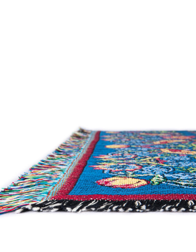 Blue 4' 6 x 6' Throw Blanket Rectangle Area Rug 100% Cotton Washable Cozy Soft Warm Room Decor Accent Made In USA