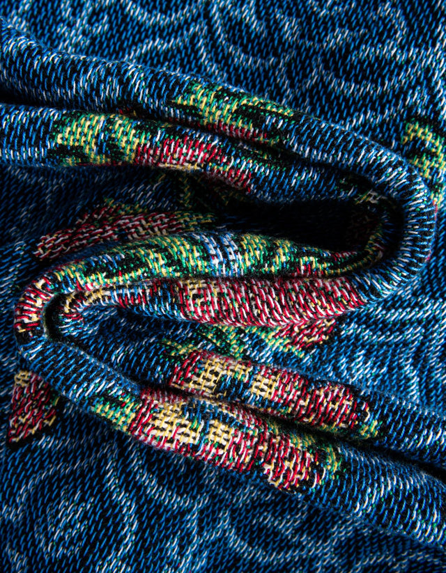 Blue 4' 6 x 6' Throw Blanket Rectangle Area Rug 100% Cotton Washable Cozy Soft Warm Room Decor Accent Made In USA