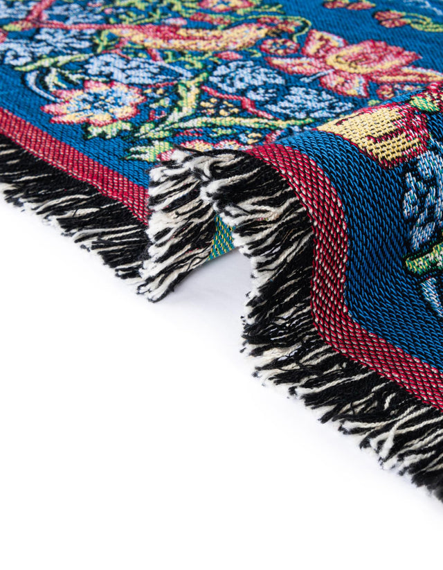 Blue 4' 6 x 6' Throw Blanket Rectangle Area Rug 100% Cotton Washable Cozy Soft Warm Room Decor Accent Made In USA