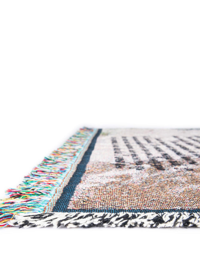 Multicolor 4' 6 x 6' Throw Blanket Rectangle Area Rug 100% Cotton Washable Cozy Soft Warm Room Decor Accent Made In USA