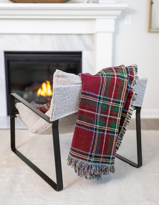 Red 4' 6 x 6' Throw Blanket Rectangle Area Rug 100% Cotton Washable Cozy Soft Warm Room Decor Accent Made In USA