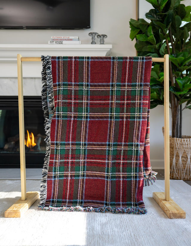 Red 4' 6 x 6' Throw Blanket Rectangle Area Rug 100% Cotton Washable Cozy Soft Warm Room Decor Accent Made In USA