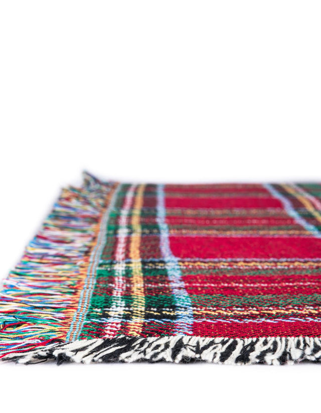 Red 4' 6 x 6' Throw Blanket Rectangle Area Rug 100% Cotton Washable Cozy Soft Warm Room Decor Accent Made In USA