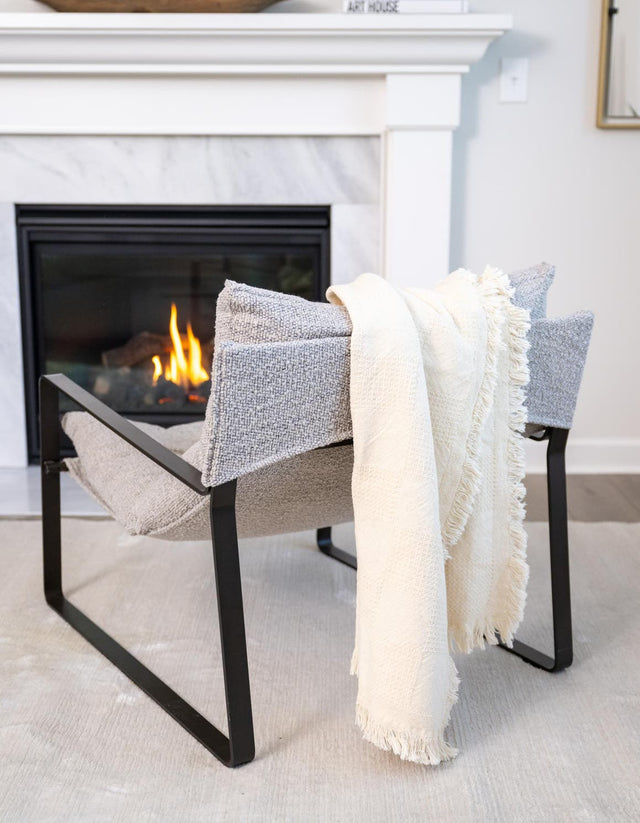 Tan 4' 6 x 6' Throw Blanket Rectangle Area Rug 100% Cotton Washable Cozy Soft Warm Room Decor Accent Made In USA