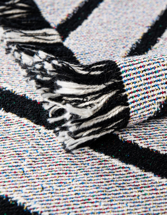 Black and White 4' 6 x 6' Throw Blanket Rectangle Area Rug 100% Cotton Washable Cozy Soft Warm Room Decor Accent Made In USA