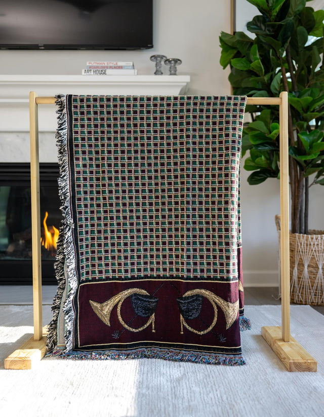 Black and Brown 4' 6 x 6' Throw Blanket Rectangle Area Rug 100% Cotton Washable Cozy Soft Warm Room Decor Accent Made In USA