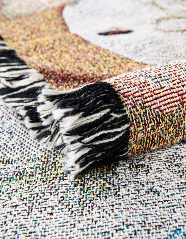 Multicolor 4' 6 x 6' Throw Blanket Rectangle Area Rug 100% Cotton Washable Cozy Soft Warm Room Decor Accent Made In USA