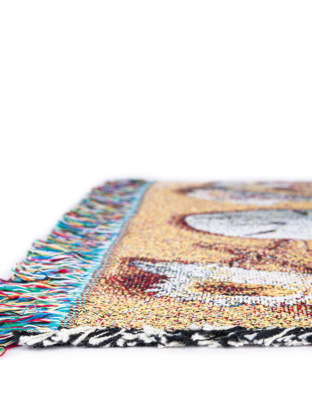 Multicolor 4' 6 x 6' Throw Blanket Rectangle Area Rug 100% Cotton Washable Cozy Soft Warm Room Decor Accent Made In USA