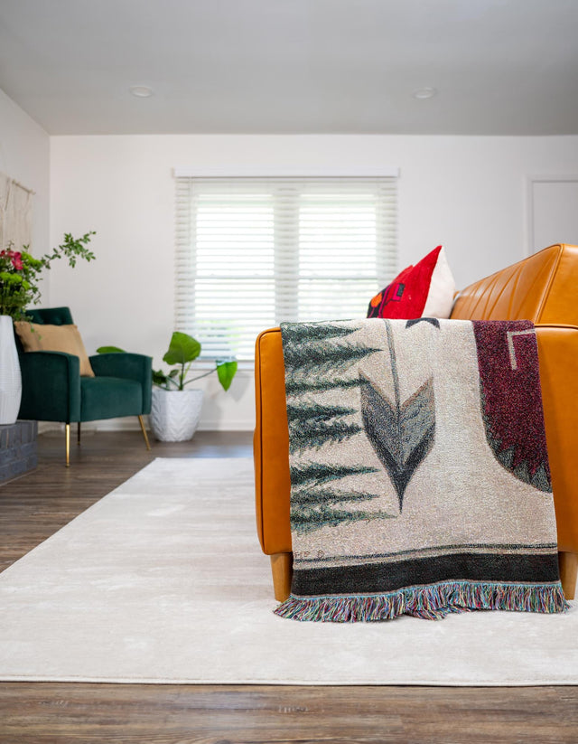 Multicolor 4' 6 x 6' Throw Blanket Rectangle Area Rug 100% Cotton Washable Cozy Soft Warm Room Decor Accent Made In USA