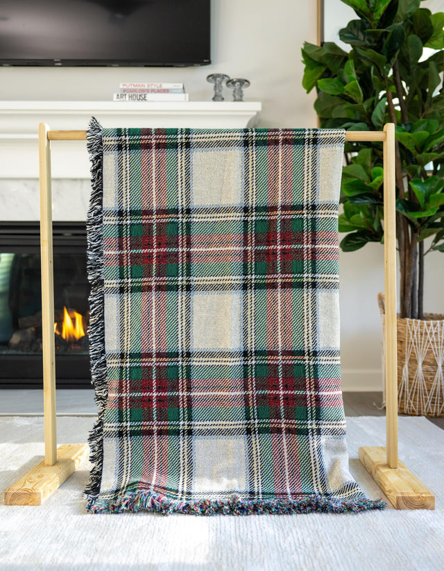 Multicolor 4' 6 x 6' Throw Blanket Rectangle Area Rug 100% Cotton Washable Cozy Soft Warm Room Decor Accent Made In USA