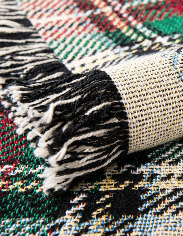 Multicolor 4' 6 x 6' Throw Blanket Rectangle Area Rug 100% Cotton Washable Cozy Soft Warm Room Decor Accent Made In USA