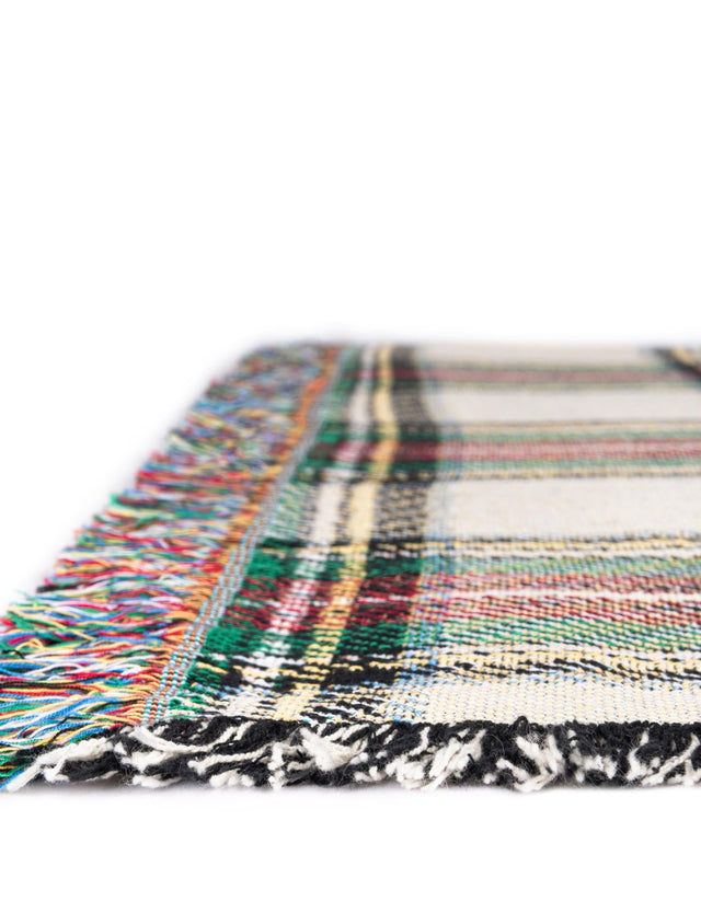 Multicolor 4' 6 x 6' Throw Blanket Rectangle Area Rug 100% Cotton Washable Cozy Soft Warm Room Decor Accent Made In USA