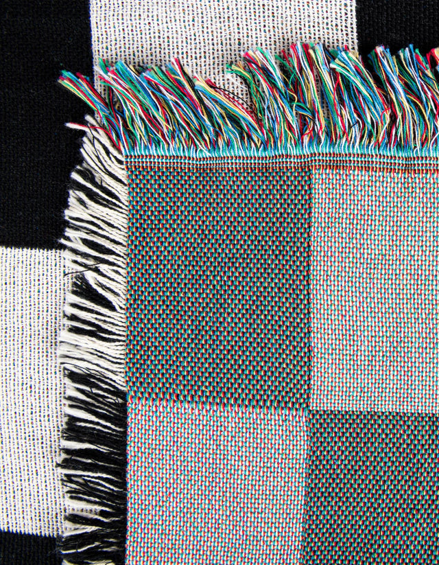 Black and White 4' 6 x 6' Throw Blanket Rectangle Area Rug 100% Cotton Washable Cozy Soft Warm Room Decor Accent Made In USA