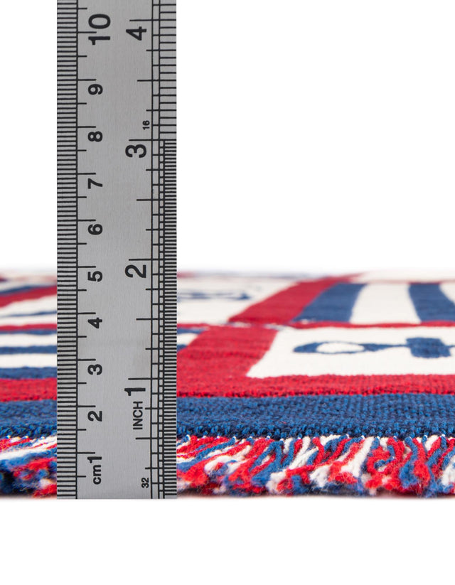 Red and Blue 4' 1 x 5' 9 Throw Blanket Rectangle Area Rug 100% Cotton Washable Cozy Soft Warm Room Decor Accent Made In USA