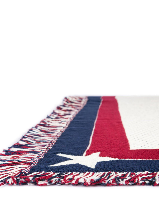 Red and Blue 4' 6 x 6' Throw Blanket Rectangle Area Rug 100% Cotton Washable Cozy Soft Warm Room Decor Accent Made In USA