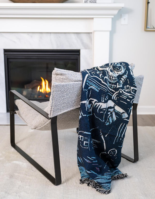 Red and Blue 4' 6 x 6' Throw Blanket Rectangle Area Rug 100% Cotton Washable Cozy Soft Warm Room Decor Accent Made In USA