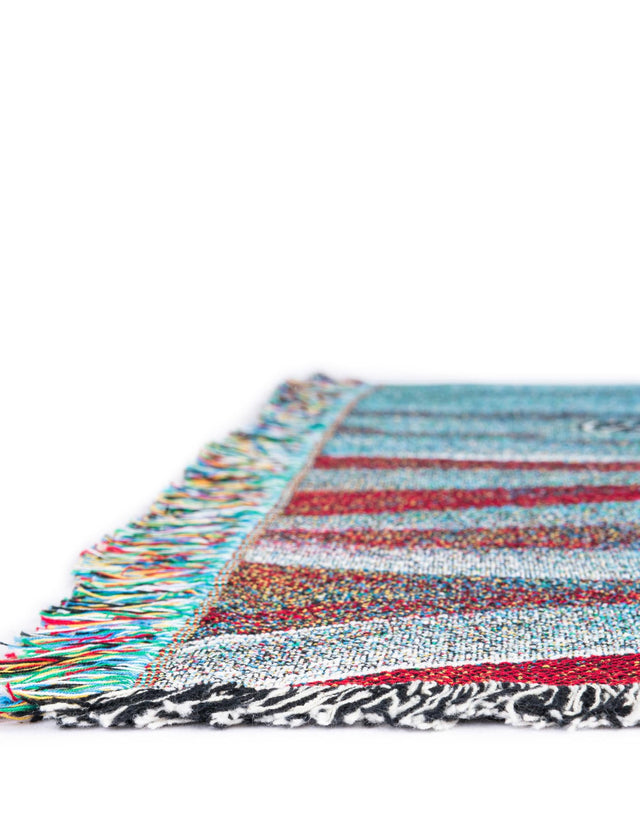 Red and Blue 4' 6 x 6' Throw Blanket Rectangle Area Rug 100% Cotton Washable Cozy Soft Warm Room Decor Accent Made In USA