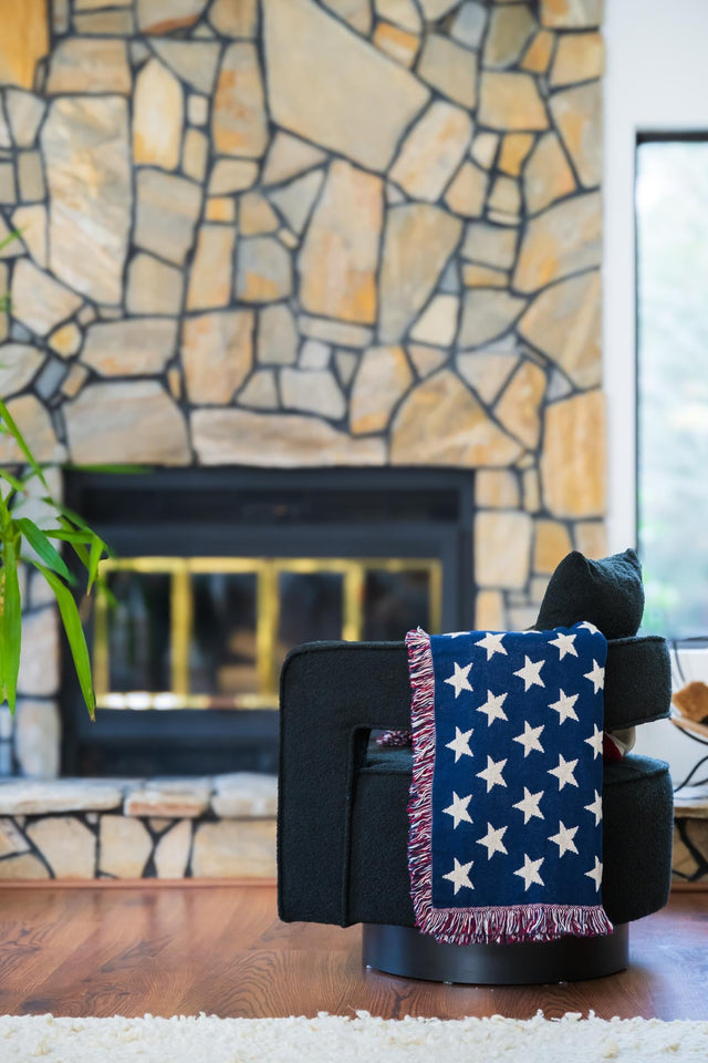 Red and Blue 4' 6 x 6' Throw Blanket Rectangle Area Rug 100% Cotton Washable Cozy Soft Warm Room Decor Accent Made In USA