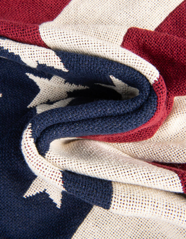 Red and Blue 4' 6 x 6' Throw Blanket Rectangle Area Rug 100% Cotton Washable Cozy Soft Warm Room Decor Accent Made In USA