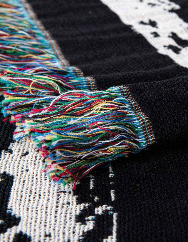 Black and White 4' 6 x 6' Throw Blanket Rectangle Area Rug 100% Cotton Washable Cozy Soft Warm Room Decor Accent Made In USA